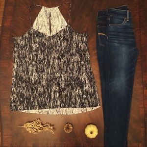 Black and white reversible strappy top